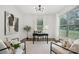 Bright home office with modern light fixture, hard wood floors, and abundant natural light at 3004 Marlowe Ave, Charlotte, NC 28208