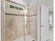 Modern tiled shower with glass door and chrome fixtures at 416 Dalton Cir, Fort Mill, SC 29715
