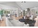 Bright open-concept living room featuring hardwood floors, modern furnishings, and a view into the kitchen and dining area at 4949 Rimer Rd # 4, Concord, NC 28025