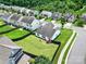 Aerial view of a home with a large, fenced backyard and neighborhood setting at 6192 Kilchurn Dr, Fort Mill, SC 29707