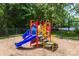 Community playground with colorful play structure next to swimming pool at 6300 Latta Springs Cir, Huntersville, NC 28078