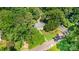 Aerial view of a charming home nestled among lush, mature trees with a view of the surrounding neighborhood at 7015 Lavern St, Charlotte, NC 28215