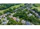 Overhead shot of a community near a golf course, showcasing houses with mature trees at 1009 Brookline Dr, Huntersville, NC 28078