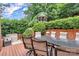 Backyard deck with dining table and grill, featuring a gazebo backdrop for outdoor enjoyment at 103 Samuel Guilford Ct, Charlotte, NC 28270