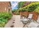 Peaceful backyard retreat featuring a stone pathway, lounge seating, and mature landscaping at 103 Samuel Guilford Ct, Charlotte, NC 28270
