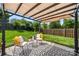 Enjoy outdoor living on this backyard patio with pergola, furniture, and manicured lawn at 114 Nevis Ln, Mooresville, NC 28115