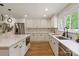 Modern kitchen with white cabinetry, marble countertops, and stainless-steel appliances at 5033 Waxhaw Indian Trail Rd, Matthews, NC 28104
