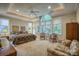Large primary bedroom with neutral colors, a tray ceiling, and large windows for natural light at 9002 Fair Oak Dr, Sherrills Ford, NC 28673