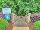 Scenic greenway entrance with wooden stairs leading down, surrounded by lush vegetation and signage at 16308 Woolwine Rd, Charlotte, NC 28278