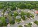 Aerial view of a residential neighborhood with tree-lined streets and green spaces in the summertime at 252 Sweet Bay Nw Ln, Concord, NC 28027