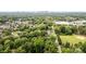 Aerial view showcasing suburban neighborhood with lush green canopy and city skyline in distance at 3526 Craig Ave, Charlotte, NC 28211
