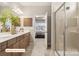 Bathroom with tile floors, shower, and double sink vanity at 518 Hullview Vista Vis # 15, Monroe, NC 28110