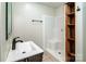 Bathroom with modern fixtures, including a sleek vanity and a stand-up shower stall at 5258 E Bandys Cross Rd, Catawba, NC 28609