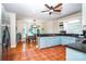 Open kitchen with stainless steel appliances, an island, and an adjacent dining area at 5258 E Bandys Cross Rd, Catawba, NC 28609