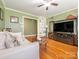 Cozy living room with hardwood floors, neutral colors, and comfortable furnishings at 5629 Ruth Dr, Charlotte, NC 28215