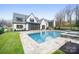 Resort-style backyard featuring a pristine pool, spa, and beautifully landscaped yard at 7215 Alexander Rd # 4, Charlotte, NC 28270