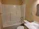 Bathroom featuring a shower-tub combo, toilet, and a simple vanity at 1108 Tarram Ct # 12, Lancaster, SC 29720