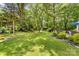 Expansive backyard featuring mature trees, swing set and manicured lawn, providing a serene outdoor oasis at 120 Labans Ln, Lincolnton, NC 28092