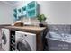 Functional laundry area featuring a sink, modern washer and dryer, and ample countertop space at 1327 Springlake Rd, York, SC 29745