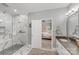 This bathroom features a stand-up shower, a sink and an open door to main bedroom at 1533 Ohara Plantation Ct, Dallas, NC 28034