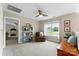Cozy bonus room with a ceiling fan and serene backyard views at 1533 Ohara Plantation Ct, Dallas, NC 28034