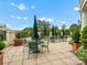 Outdoor patio with green metal tables, chairs, and umbrellas, providing a charming and relaxing seating area at 300 W 5Th St # 433, Charlotte, NC 28202