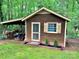 This backyard outbuilding offers extra storage space and a convenient covered area for wood storage at 3214 Tilley Morris Rd, Matthews, NC 28105