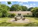 Landscaped backyard featuring an outdoor seating area with a fire pit at 4017 Sulkirk Rd, Charlotte, NC 28210