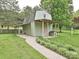 Exterior view of storage shed with covered area and landscaping, providing additional storage at 407 S Buckoak St, Stanley, NC 28164