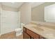 Bathroom featuring a shower, toilet, sink and vanity at 4912 Grace View Dr, Pineville, NC 28134