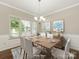 Dining room with a large window, modern chandelier, and a dining table at 4912 Grace View Dr, Pineville, NC 28134