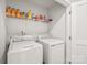 Laundry room featuring a washer, dryer, and shelving at 5023 Daybell St, Charlotte, NC 28214