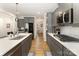 Contemporary kitchen featuring sleek gray cabinets, stainless steel appliances, and island at 5043 Baileys Run Dr, Rock Hill, SC 29732