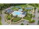 Aerial view of the community pool, clubhouse, and playground, providing Gathering-friendly amenities at 5050 Havencrest Dr, Fort Mill, SC 29715