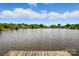 Calm lake view from wooden dock, showcasing a tranquil waterfront property surrounded by trees at 7204 E 218 Hwy, Marshville, NC 28103