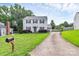Traditional two-story home with a long driveway and well-manicured front lawn at 10945 Wiltshire Ln, Charlotte, NC 28262