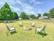 Expansive fenced backyard features a fire pit and plentiful seating, perfect for entertaining guests outdoors at 1109 Woodwinds Dr, Waxhaw, NC 28173