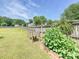 Backyard garden beds next to a wooden fence showcase lush greenery, adding a touch of nature to the landscape at 1109 Woodwinds Dr, Waxhaw, NC 28173