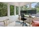 Bright home office with multiple windows, providing ample natural light and views of the lush greenery at 112 Manning Dr, Charlotte, NC 28209