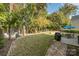 Serene backyard featuring a stone patio, playground, mature trees, and well-maintained lawn for outdoor enjoyment at 35 Dorie Dr, Belmont, NC 28012