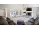 Bright living room featuring a stone fireplace, vaulted ceilings and natural light at 3807 Sweetgrass Ln, Charlotte, NC 28226