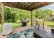 Back porch with grill and outdoor seating overlooking a lush yard at 4924 Farm Pond Ln, Charlotte, NC 28212