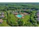 Aerial view of the community pool and tennis courts at 5044 Dockside Ct, Matthews, NC 28104