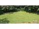 The expansive backyard has a lush lawn, mature trees and privacy at 608 E E St, Newton, NC 28658