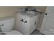 Bathroom featuring modern vanity with marble countertop and updated fixtures at 608 E E St, Newton, NC 28658