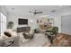 Cozy living room with modern furniture, stylish decor, and plenty of natural light and seamless flow into the dining area at 6518 Point Comfort Ln, Charlotte, NC 28226
