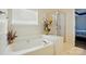 Bright bathroom featuring soaking tub and a glass-enclosed shower at 6821 Millingden Ct, Charlotte, NC 28277