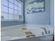 Bright bathroom featuring a large soaking tub beneath a window at 736 Creekbridge Dr, Rock Hill, SC 29732