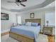 Calming main bedroom featuring neutral colors, a ceiling fan, and carpet at 736 Creekbridge Dr, Rock Hill, SC 29732