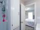 Bathroom featuring shower and view into the bedroom at 103 Poplar Trl, Rockwell, NC 28138